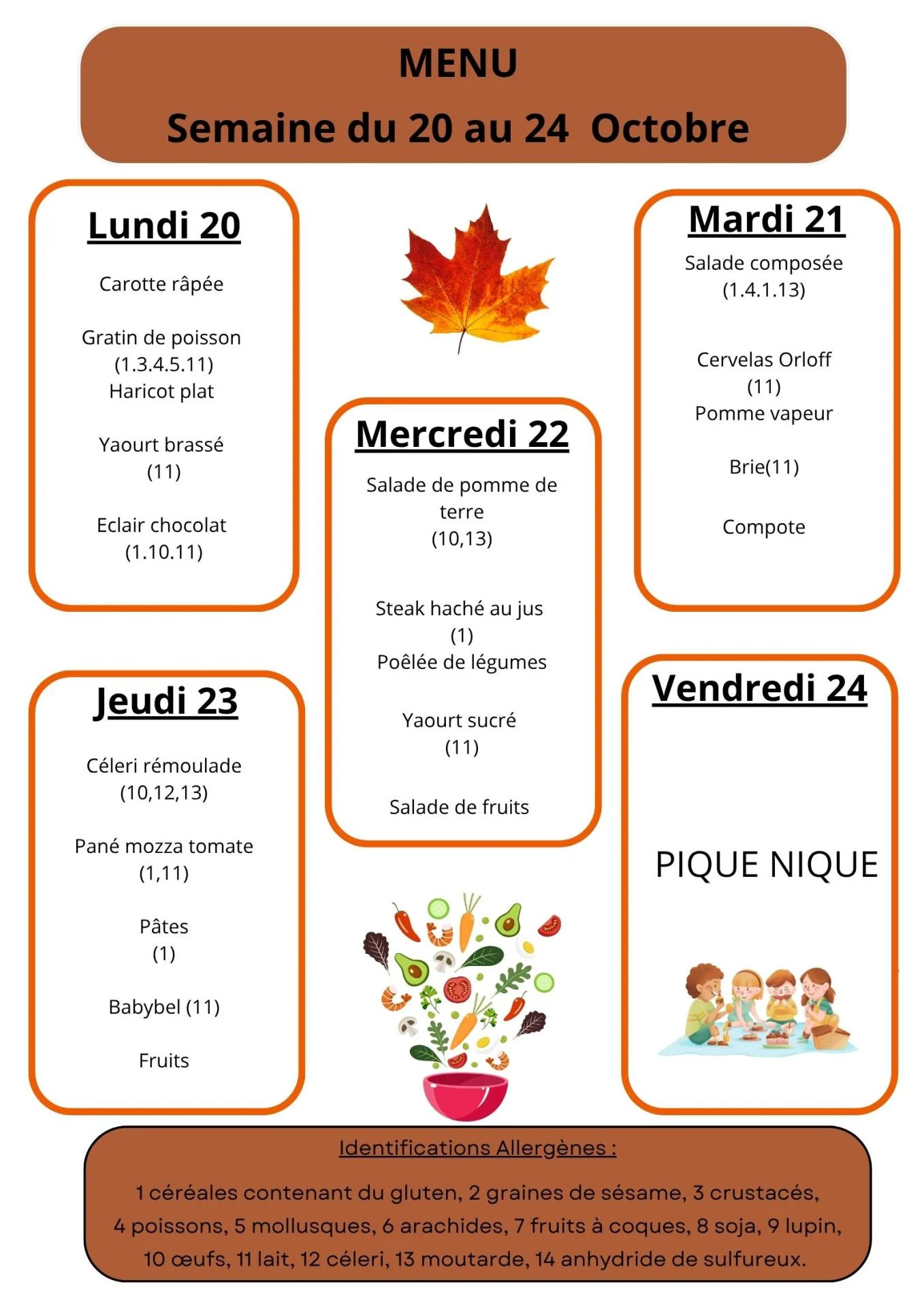 Menu vacances