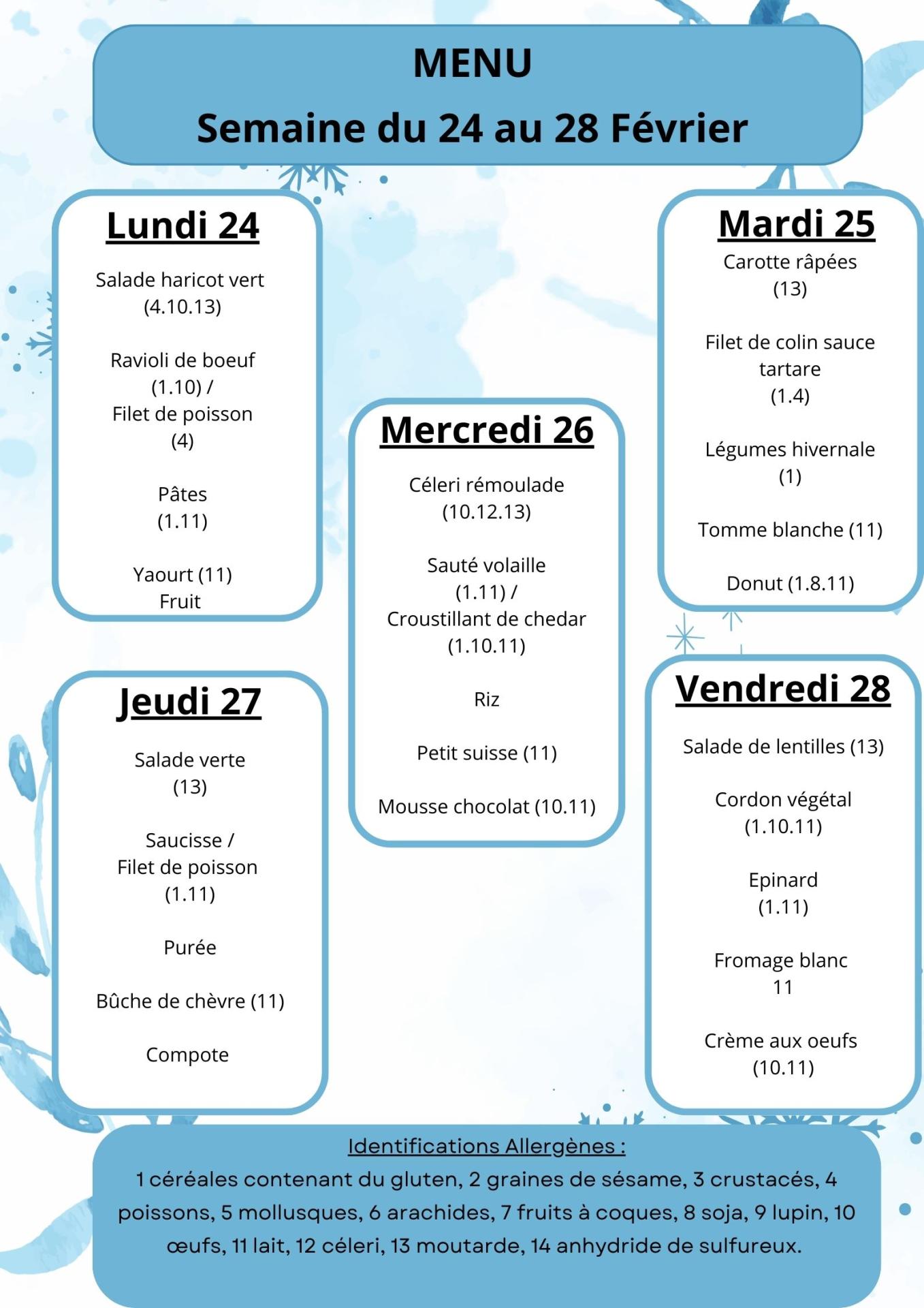 Menu vacances